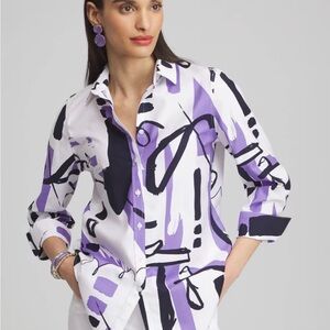 Abstract Purple and Black Women's Top